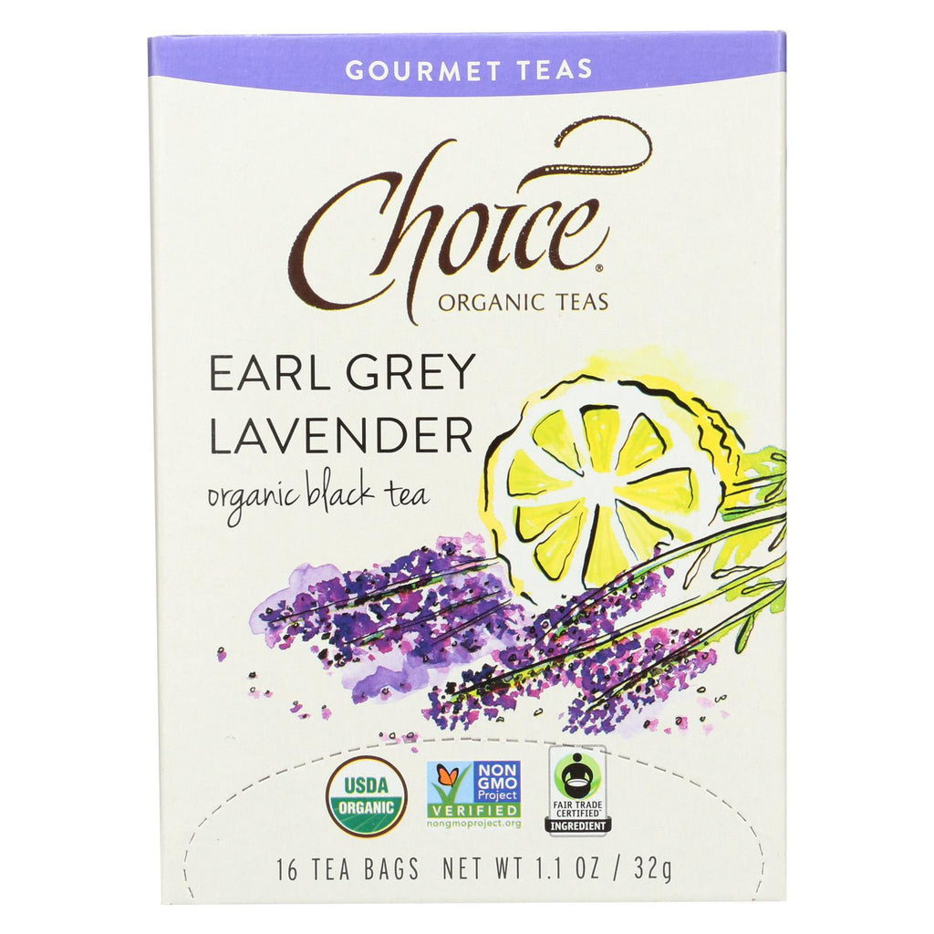 Choice Organic Gourmet Black Tea - Earl Grey Lavender - Case Of 6 - 16 Count