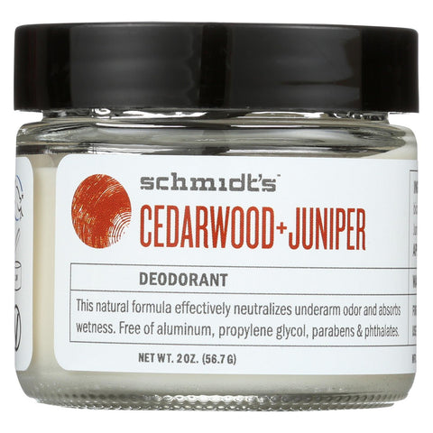 Schmidt's Natural Deodorant Jar - Cedar Wood Juniper - Case Of 1 - 2 Oz.