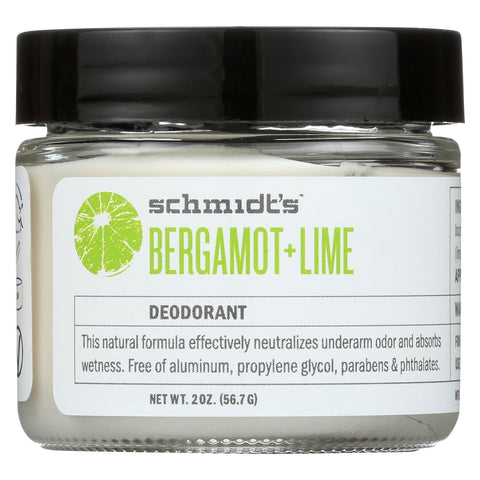 Schmidt's Natural Deodorant Jar - Bergamot Lime - Case Of 1 - 2 Oz.