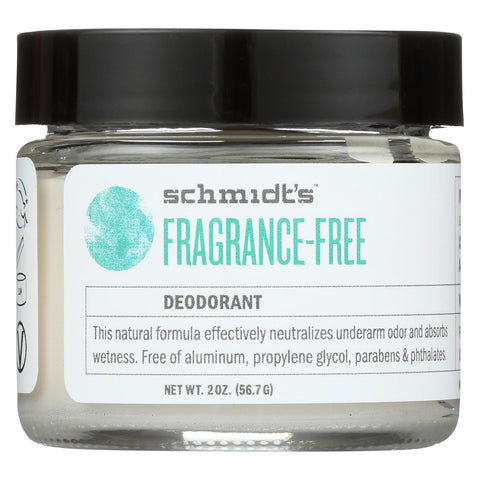Schmidt's Natural Deodorant Jar - Fragrance Free - Case Of 1 - 2 Oz.