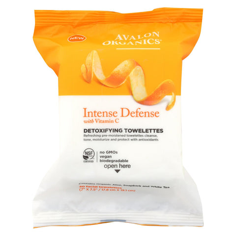 Avalon Detoxifying Towelettes - Intense Defense With Vitamin C - Case Of 6 - 30 Count