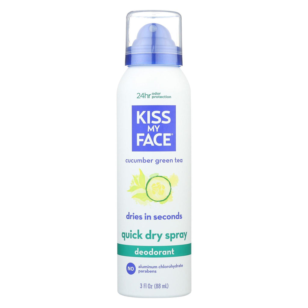 Kiss My Face Dry Spray Deodorant - Cucumber Green Tea - Case Of 1 - 3 Fl Oz.