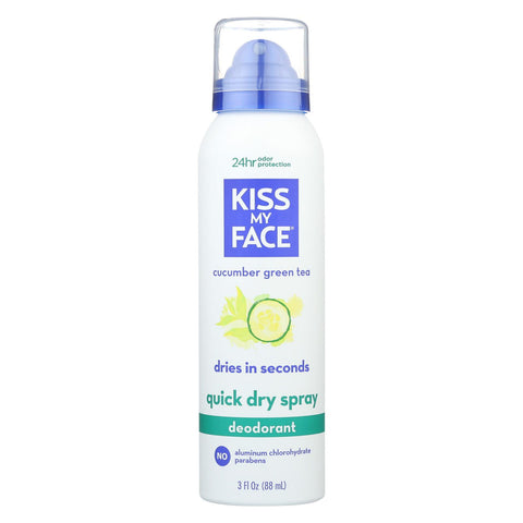 Kiss My Face Dry Spray Deodorant - Cucumber Green Tea - Case Of 1 - 3 Fl Oz.