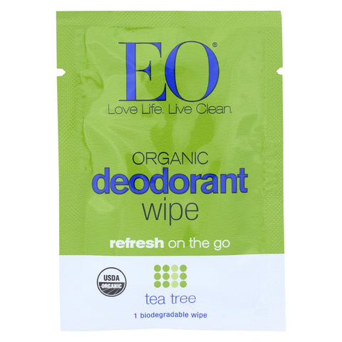 Eo Deodorant Wipe - Tea Tree - Case Of 24 - 1 Each