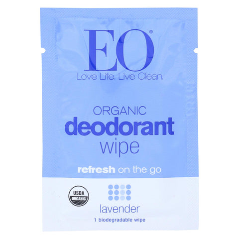Eo Organic Deodorant - Wipes Lavender - Case Of 24 - 1 Each