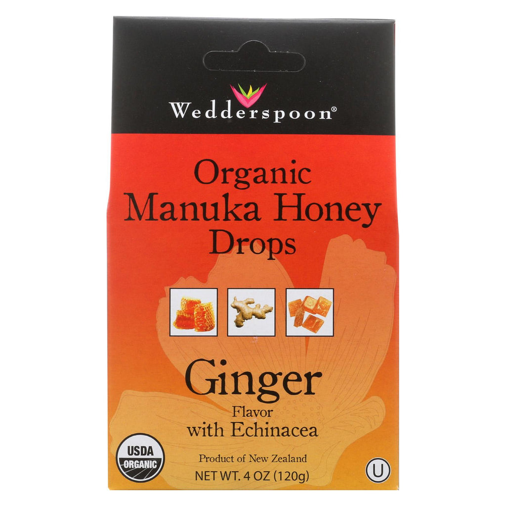 Wedderspoon Drops - Organic - Manuka - 15+ - Ginger - 4 Oz