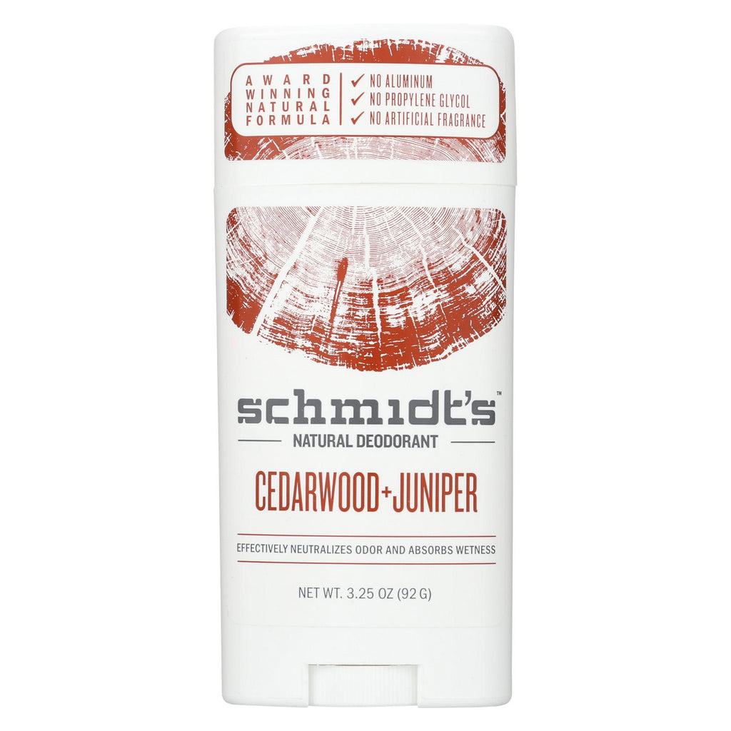 Schmidt's Natural Deodorant Stick - Cedar Wood Juniper - Case Of 1 - 3.25 Oz.