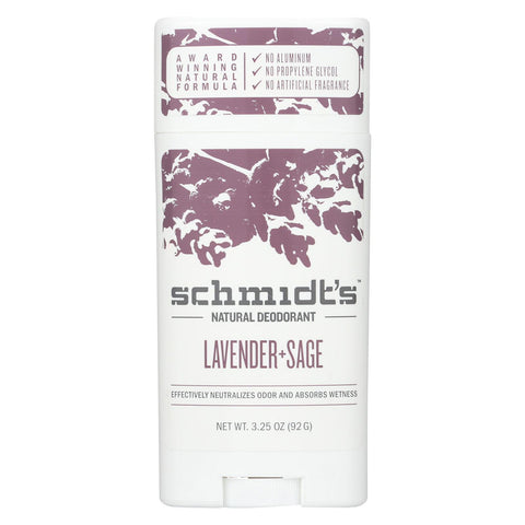 Schmidt's Natural Deodorant Stick - Lavender Sage - Case Of 1 - 3.25 Oz.