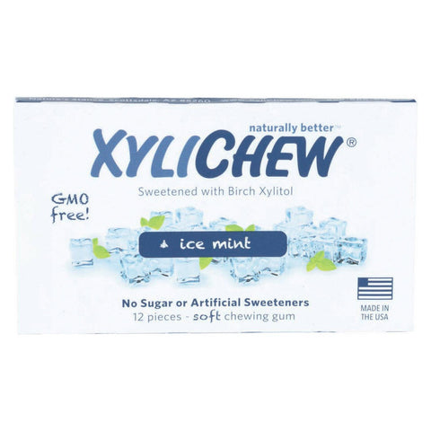 Xylichew Chewing Gum - Ice Mint - Case Of 24 - 12 Pieces