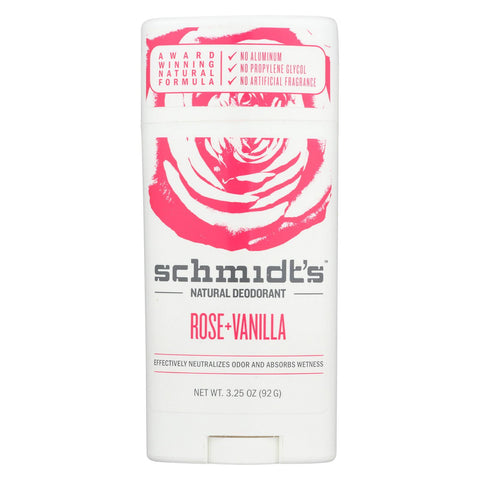 Schmidt's Deodorant Stick - Rose Vanilla - 3.25 Oz