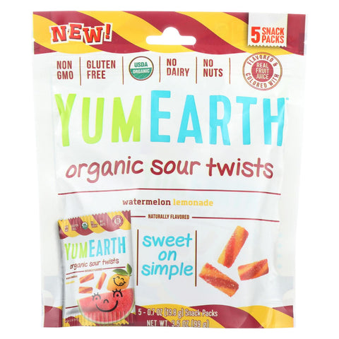 Yumearth Organics Organic Sour Twist - Watermelon Lemonade - Case Of 12 - 3.5 Oz