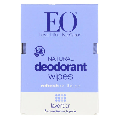 Eo Products Deodorant Wipe - Lavender - Case Of 12 - 6 Count