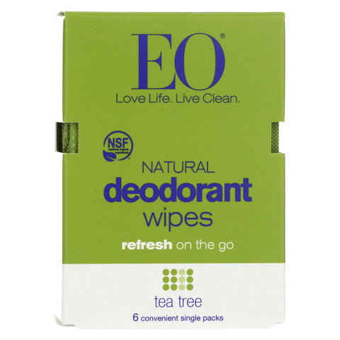 Eo Products Deodorant Wipe - Tea Tree - Case Of 12 - 6 Count